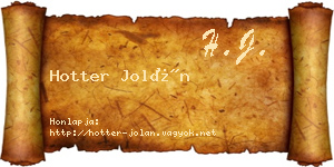 Hotter Jolán névjegykártya